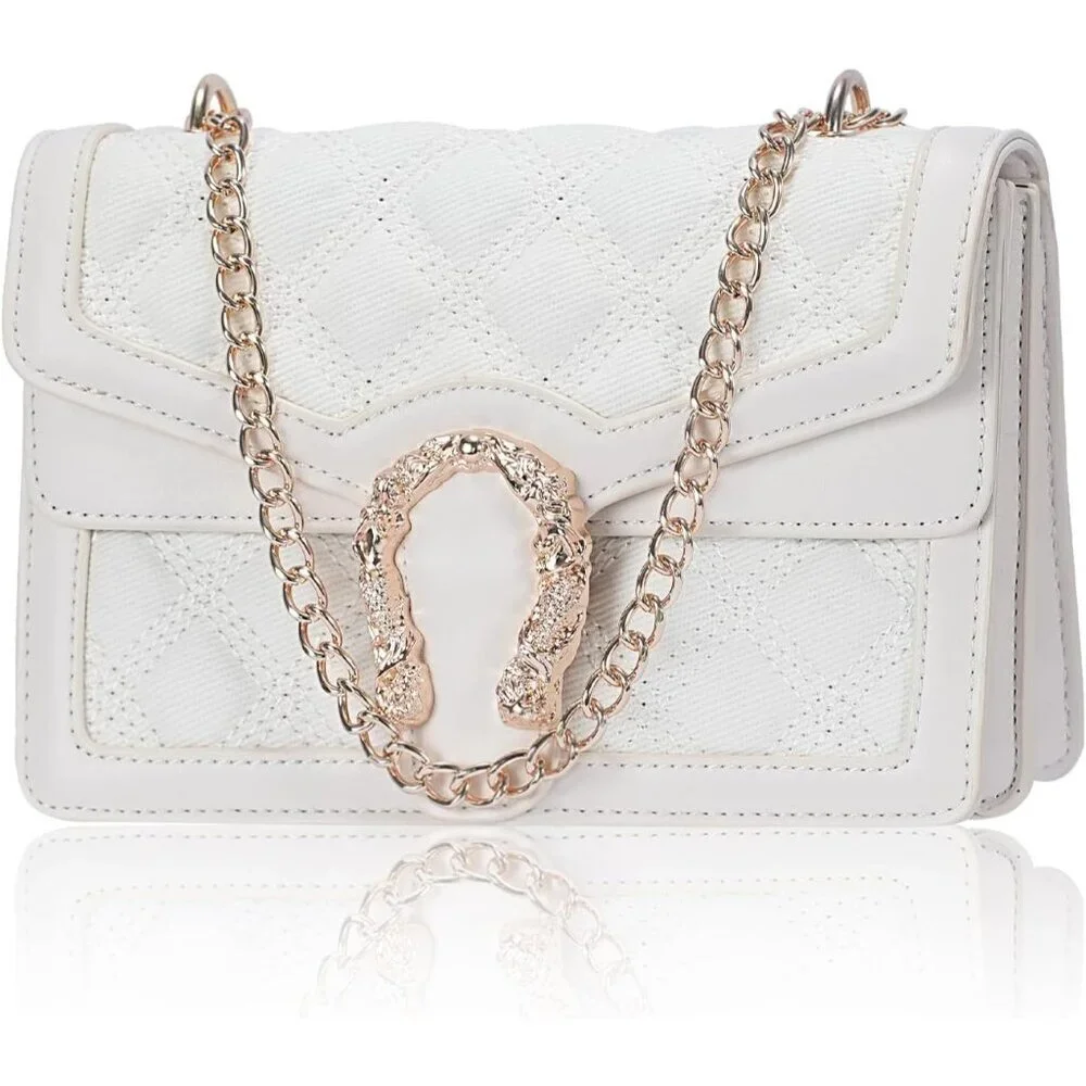 ⚡ Women's Casual Snake Vegan Leather Print Fashion Satchel Crossbody White Bag